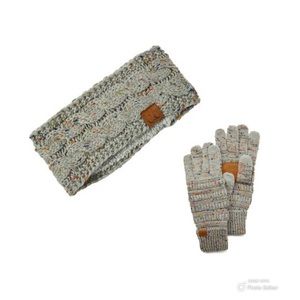 🎁C.C Gray Speckled Headband/Gloves Set